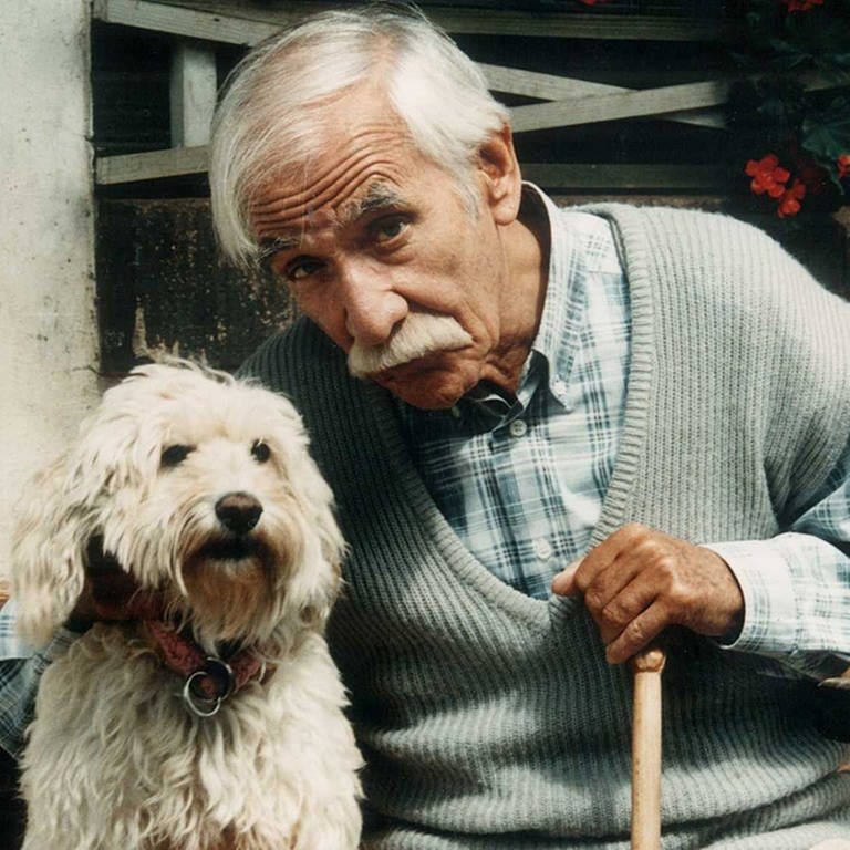 Wilhelm Faller und sein Hund 
