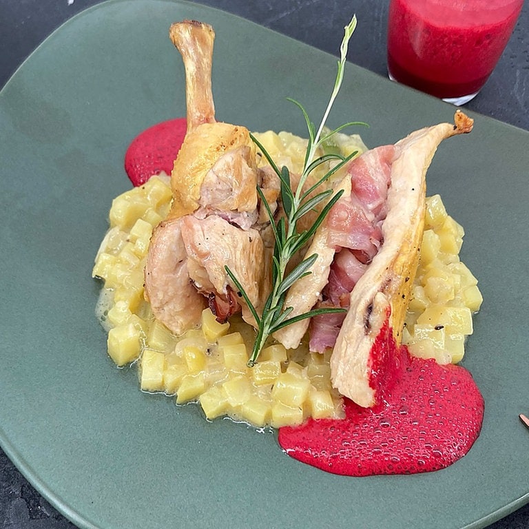 Rezept Gefüllte Hähnchenbrust auf Kartoffel Risotto Rezepte ARD