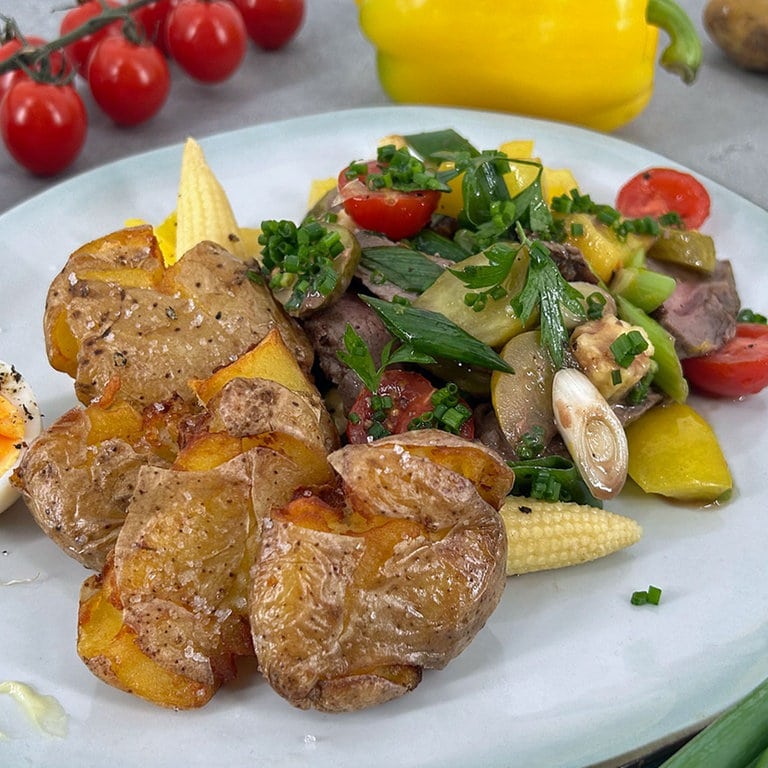 Rindfleischsalat Mit Frittierten Kartoffeln Rezepte Kaffee Oder Tee