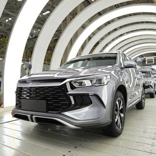 Eine Montagelinie für New Energy Vehicles (NEV) von BYD, Chinas führendem NEV-Hersteller, im BYD-Werk in Zhengzhou in der zentralchinesischen Provinz Henan. 