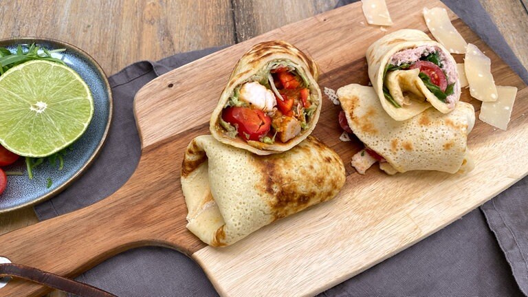 Pfannkuchen-Wraps mit zweierlei Füllung - Rezepte - ARD-Buffet - SWR ...