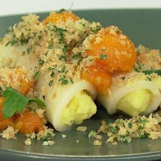 Sellerie-Cannelloni mit Kürbiskugeln