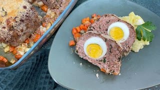 Hackbraten (Falscher Hase) mit Kartoffelsalat