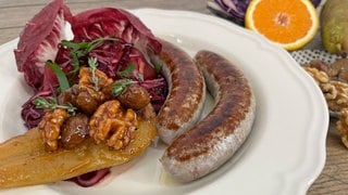 Rotkohlsalat mit gebratenen Birnen