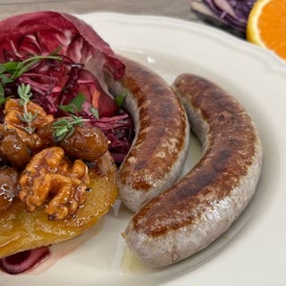 Rotkohlsalat mit gebratenen Birnen