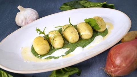 Käse-Gnocchi mit Spinat-Creme