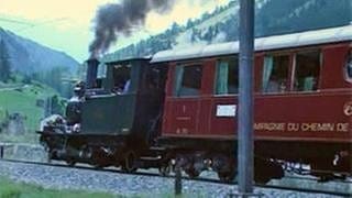 Dampflokomotive "Breithorn" auf dem Weg von Visp nach Zermatt