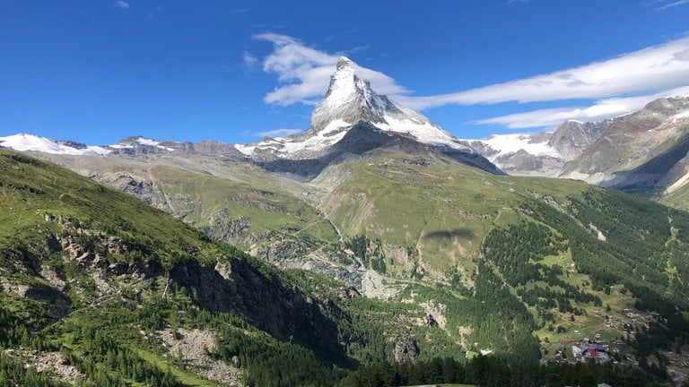 Das Matterhorn von der Gornergratbahn aus.