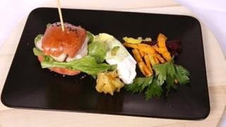Finnische Fisch-Burger mit dreierlei Ingwerdip