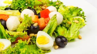 Salat mit Mozzarella und Ei