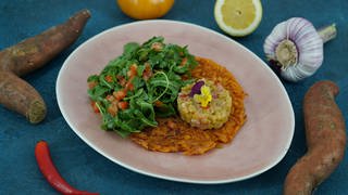 Süsskartoffelnrösti mit Rhabarberchutney