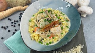 Hühnerfrikassee mit Safran-Reis