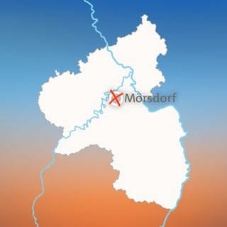 Karte von Rheinland-Pfalz, auf der Moersdorf gekennzeichnet ist