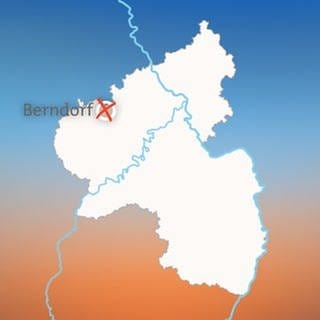 Karte von Rheinland-Pfalz, auf der Berndorf gekennzeichnet ist
