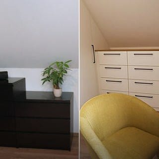 Dachzimmer vor dem Ausbau durch Schreinerprofis und danach