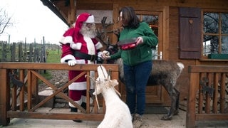 Weihnachrtsmann auf der Rentieralm an der Nahe