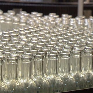 Glaschflaschen in einer Abfüllanlage
