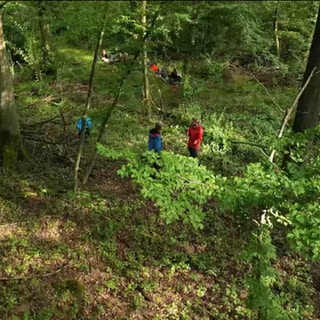 Menschen mitten im Wald