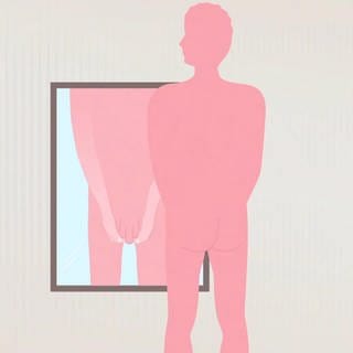 Grafik: Männliche Person vor Spiegel